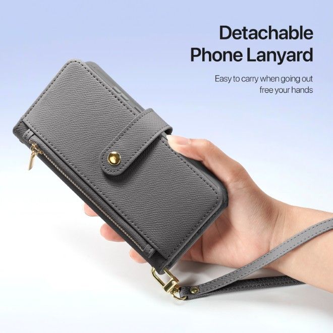 Dux Ducis - Samsung Galaxy S26+ Hülle - Kunstleder Bookcover - MagSafe kompatibel - Lawa Series - grau