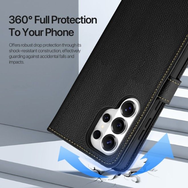 Étui Dux Ducis pour Samsung Galaxy S26 Ultra - Étui livre en similicuir - Compatible MagSafe - Série Lawa - Noir