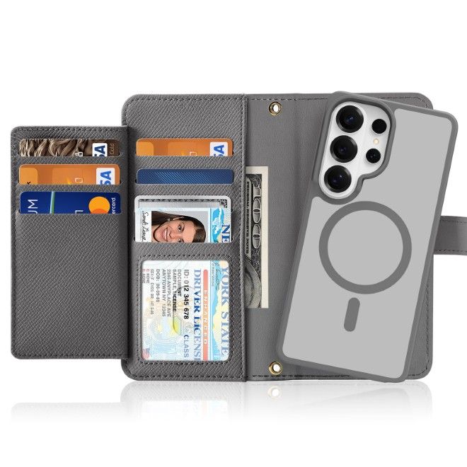 Dux Ducis - Samsung Galaxy S26 Ultra Hülle - Kunstleder Bookcover - MagSafe kompatibel - Lawa Series - grau