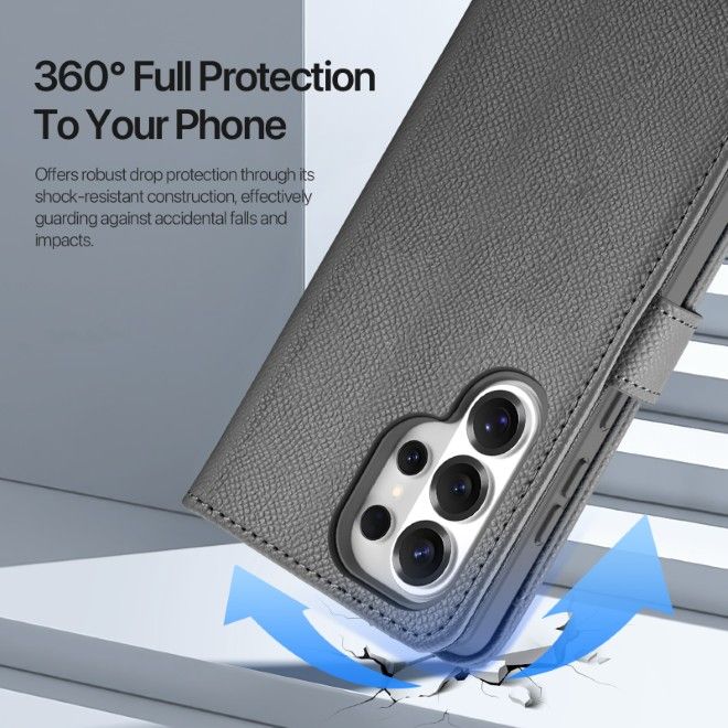 Dux Ducis - Samsung Galaxy S26 Ultra Hülle - Kunstleder Bookcover - MagSafe kompatibel - Lawa Series - grau