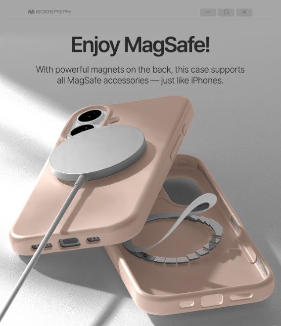 Goospery - iPhone 17 case - Pure MagSafe Silicone Case Series - pink sand