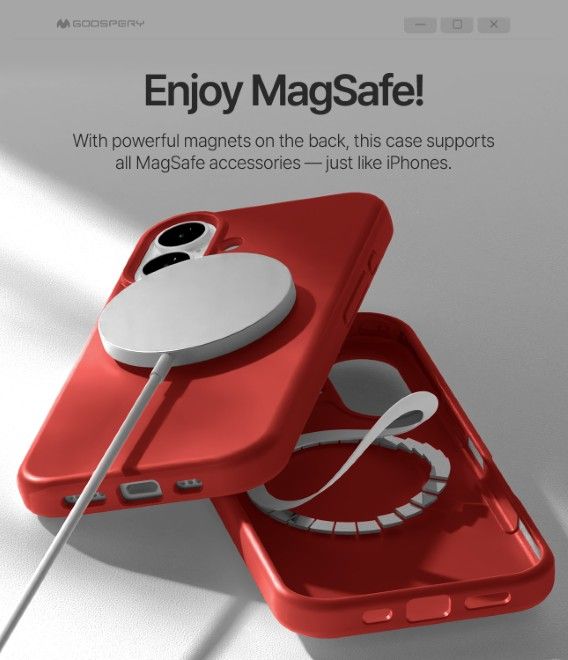 Goospery - Coque pour iPhone 17 - Série Pure MagSafe Silicone - rouge