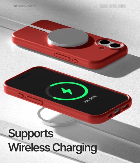 Goospery - Coque pour iPhone 17 - Série Pure MagSafe Silicone - rouge