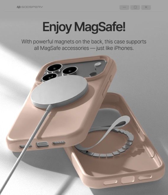 Goospery - iPhone 17 Pro Hülle - Pure MagSafe Silicone Case Series - pink sand