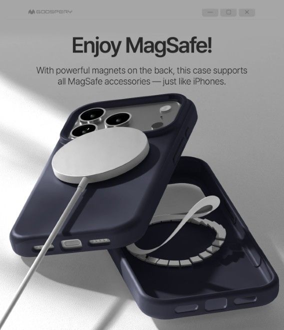 Goospery - iPhone 17 Pro Hülle - Pure MagSafe Silicone Case Series - navy