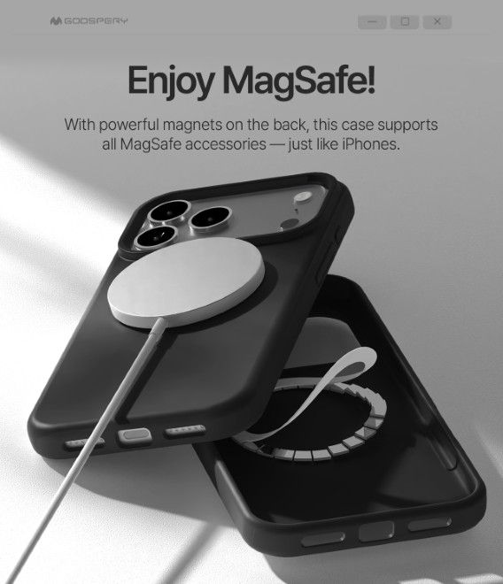 Goospery - iPhone 17 Pro Max Hülle - Pure MagSafe Silicone Case Series - schwarz