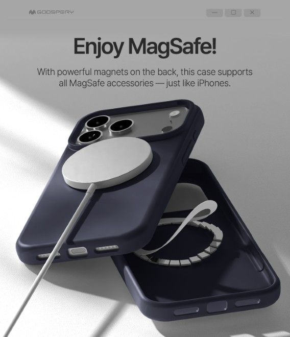 Goospery - iPhone 17 Pro Max Hülle - Pure MagSafe Silicone Case Series - navy
