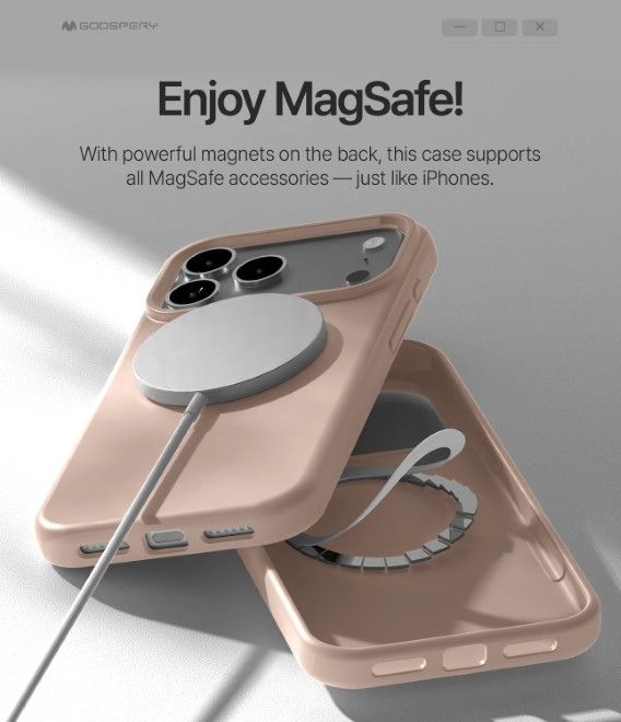 Goospery - iPhone 17 Pro Max Hülle - Pure MagSafe Silicone Case Series - pink sand