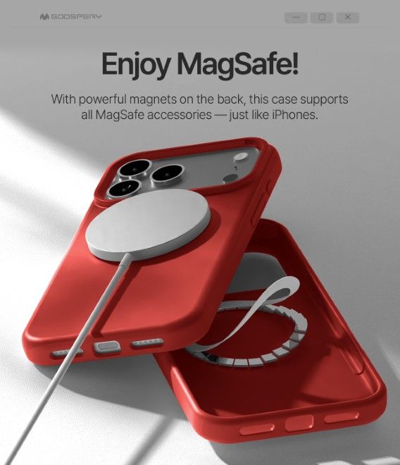 Goospery - iPhone 17 Pro Max Hülle - Pure MagSafe Silicone Case Series - rot