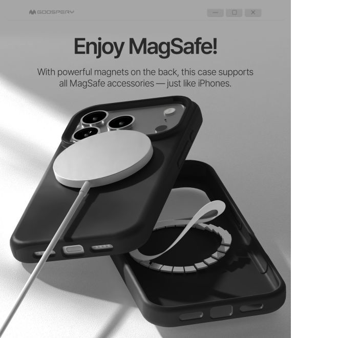 Goospery - iPhone 17 Pro Hülle - Pure MagSafe Silicone Case Series - schwarz