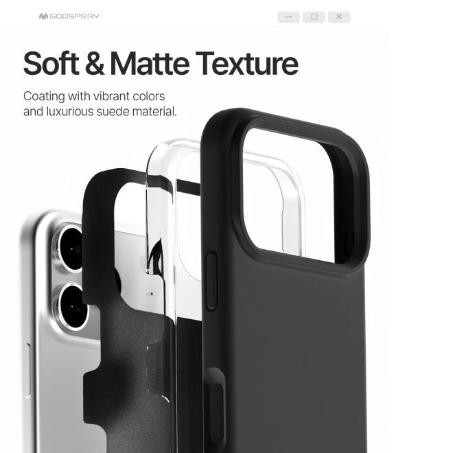 Goospery - iPhone 17 Pro Hülle - Pure MagSafe Silicone Case Series - schwarz