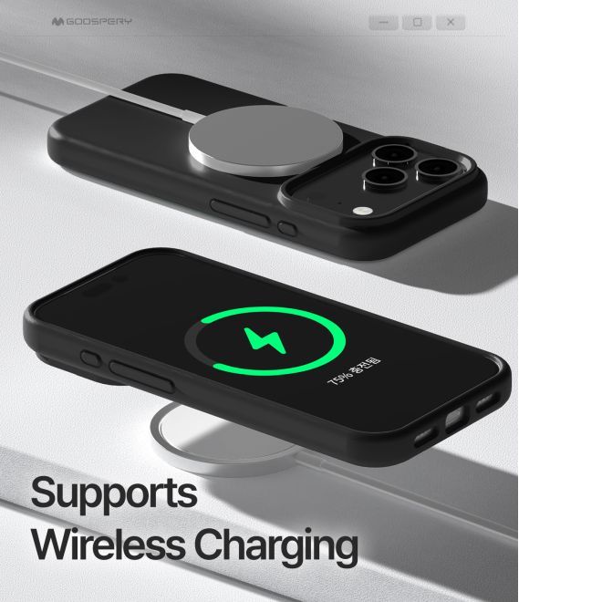 Goospery - iPhone 17 Pro Hülle - Pure MagSafe Silicone Case Series - schwarz