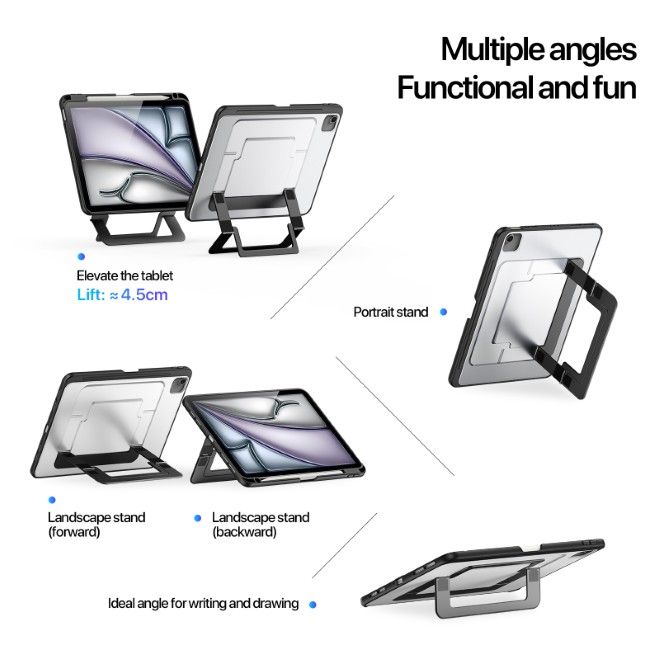 Dux Ducis - iPad Air 11 (2025/2024/2022/2020) / iPad Pro 11 (2022/2021/2020) Hülle - PC Hardcase mit Standfunktion - Axis Series - schwarz