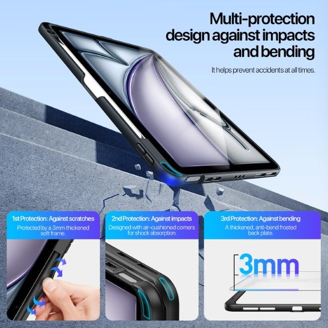 Dux Ducis - iPad Air 11 (2025/2024/2022/2020) / iPad Pro 11 (2022/2021/2020) Hülle - PC Hardcase mit Standfunktion - Axis Series - schwarz