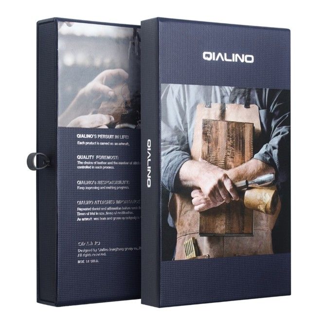 Qialino - Étui en cuir véritable pour iPhone 17 Pro - Collection Modern Bookcover - Marron