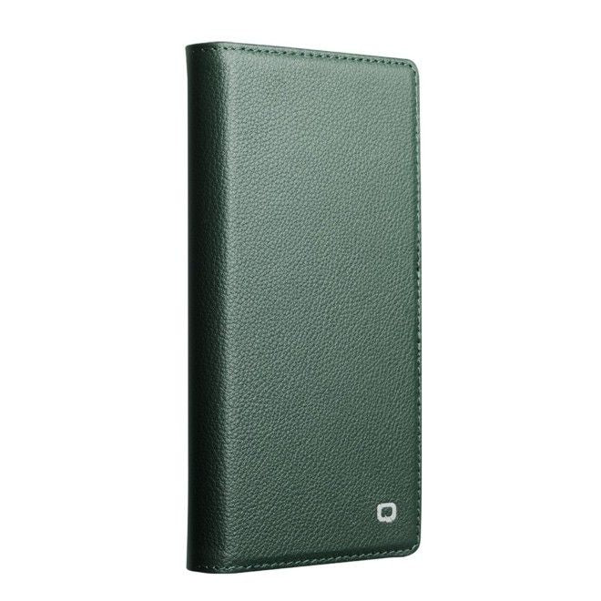 Qialino - Étui en cuir véritable pour iPhone 17 Pro Max - Série Gentle MagSafe Bookcover - Vert