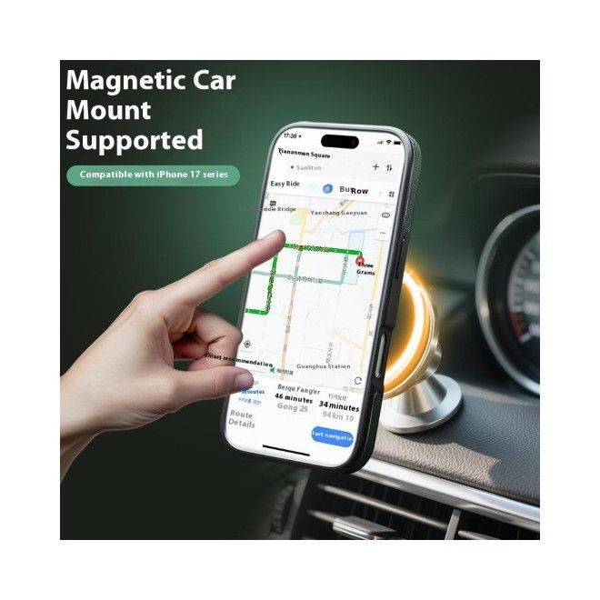 Qialino - Étui en cuir véritable pour iPhone 17 Pro - Série Gentle MagSafe Book Cover - Noir