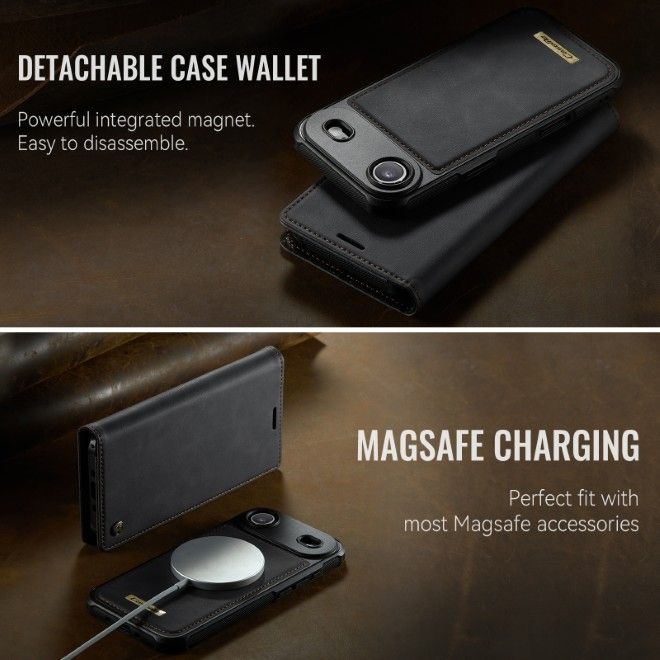 Étui Caseme pour iPhone Air en similicuir - Série Business - Compatible MagSafe - Noir