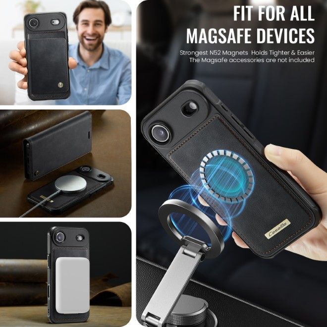 Étui Caseme pour iPhone Air en similicuir - Série Business - Compatible MagSafe - Noir