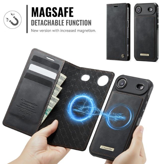 Étui Caseme pour iPhone Air en similicuir - Série Business - Compatible MagSafe - Noir