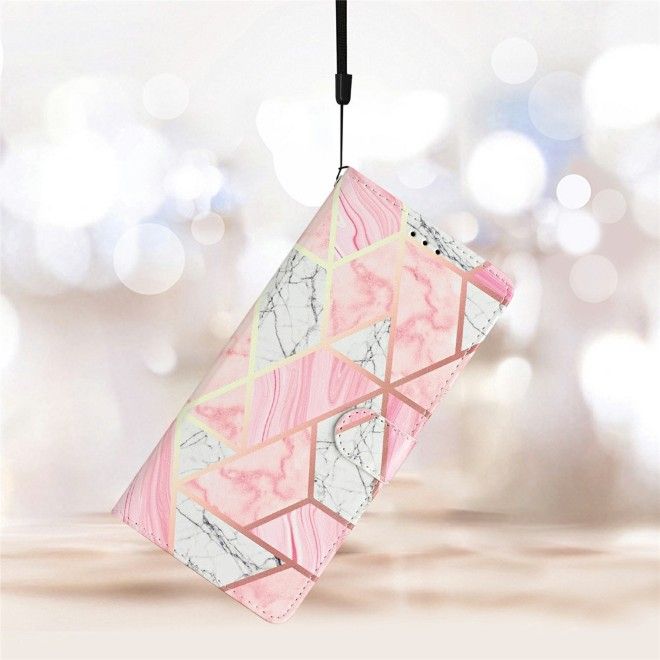 Samsung Galaxy S26 Handy Hülle - Leder Bookcover Image Series - pinker Marmor