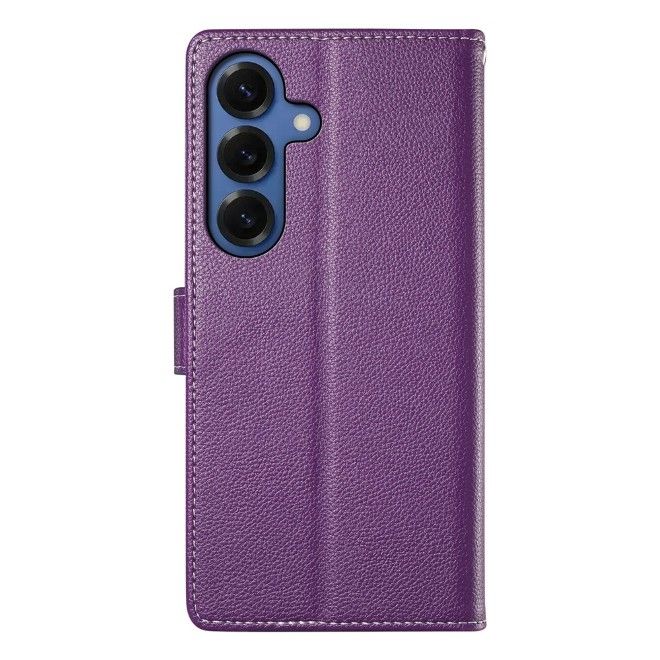Samsung Galaxy S26 Handy Hülle - Litchi Leder Bookcover Series - purpur