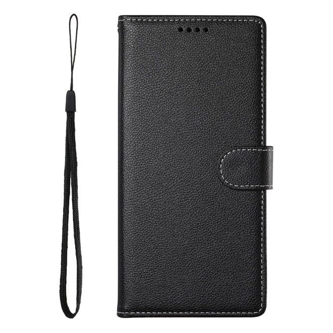 Samsung Galaxy S26 Ultra Handy Hülle - Litchi Leder Bookcover Series - schwarz