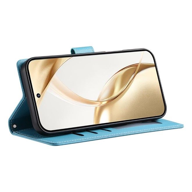 Samsung Galaxy S26 Ultra Handy Hülle - Litchi Leder Bookcover Series - hellblau