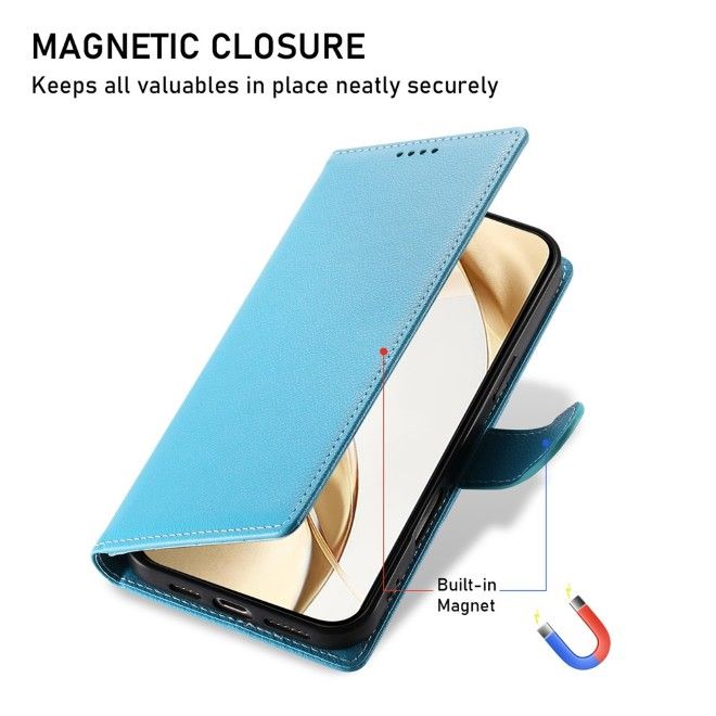 Samsung Galaxy S26 Ultra Handy Hülle - Litchi Leder Bookcover Series - hellblau