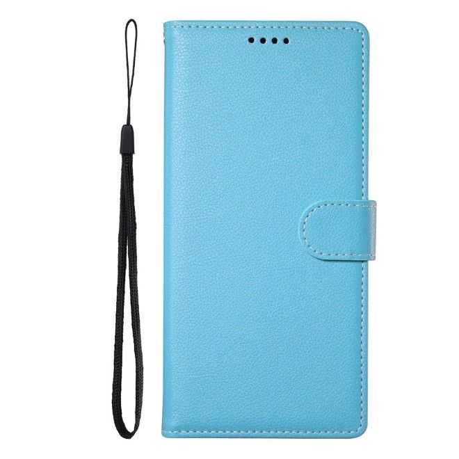 Samsung Galaxy S26 Ultra Handy Hülle - Litchi Leder Bookcover Series - hellblau