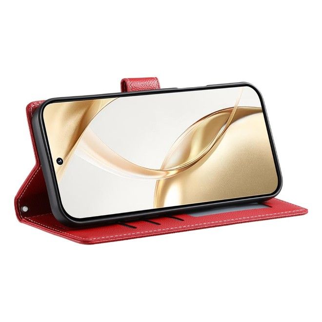 Samsung Galaxy S26 Ultra Handy Hülle - Litchi Leder Bookcover Series - rot