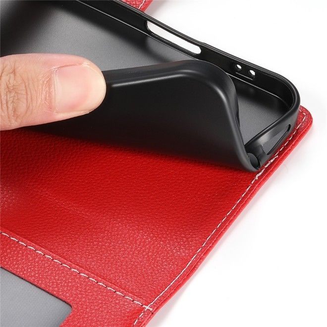 Samsung Galaxy S26 Ultra Handy Hülle - Litchi Leder Bookcover Series - rot