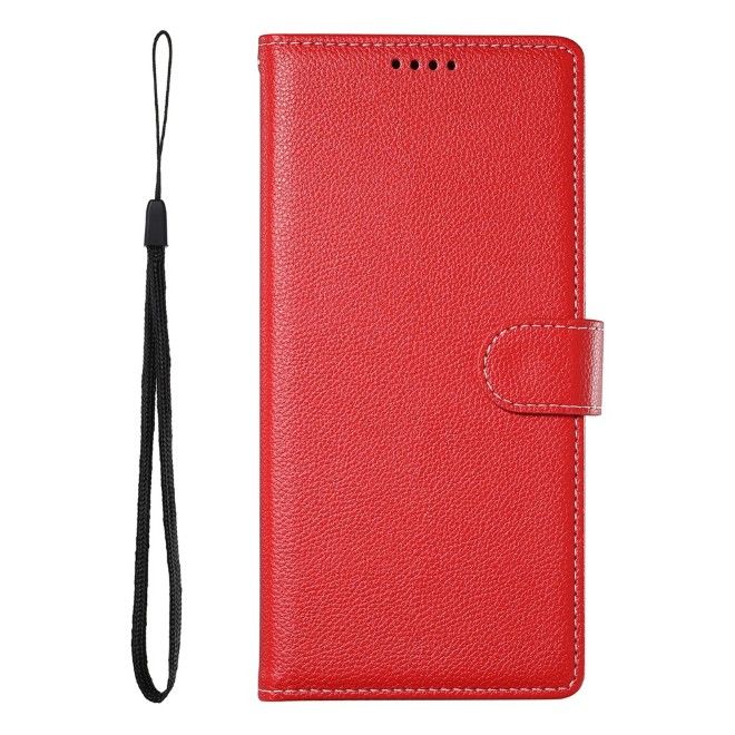 Samsung Galaxy S26 Ultra Handy Hülle - Litchi Leder Bookcover Series - rot