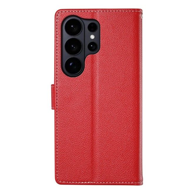Samsung Galaxy S26 Ultra Handy Hülle - Litchi Leder Bookcover Series - rot