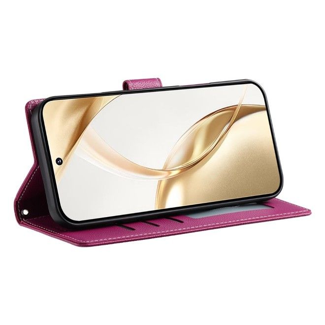 Samsung Galaxy S26 Ultra Handy Hülle - Litchi Leder Bookcover Series - rosa