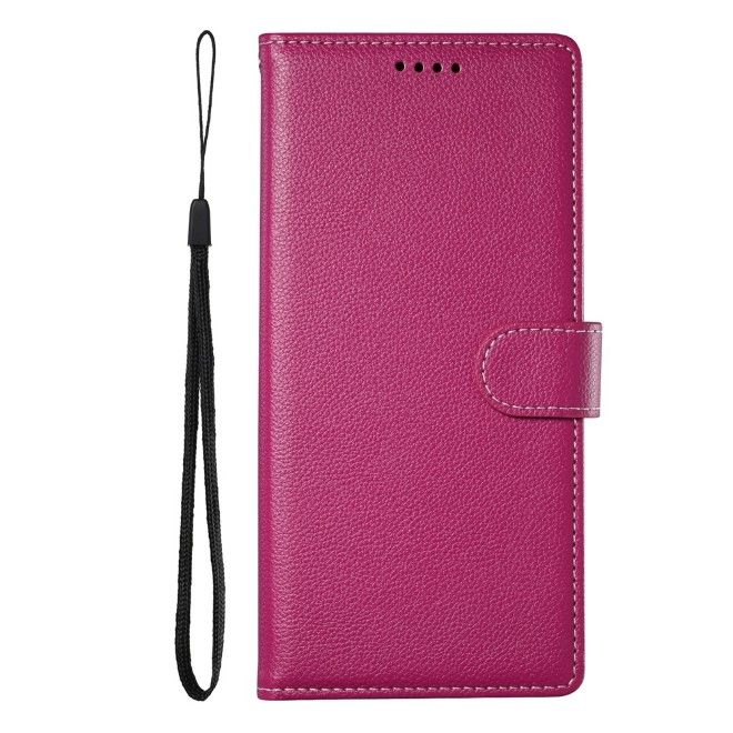 Samsung Galaxy S26 Ultra Handy Hülle - Litchi Leder Bookcover Series - rosa