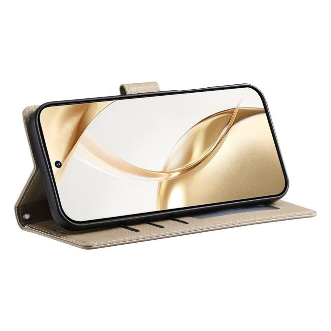 Samsung Galaxy S26 Ultra Handy Hülle - Litchi Leder Bookcover Series - beige