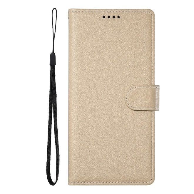 Samsung Galaxy S26 Ultra Handy Hülle - Litchi Leder Bookcover Series - beige