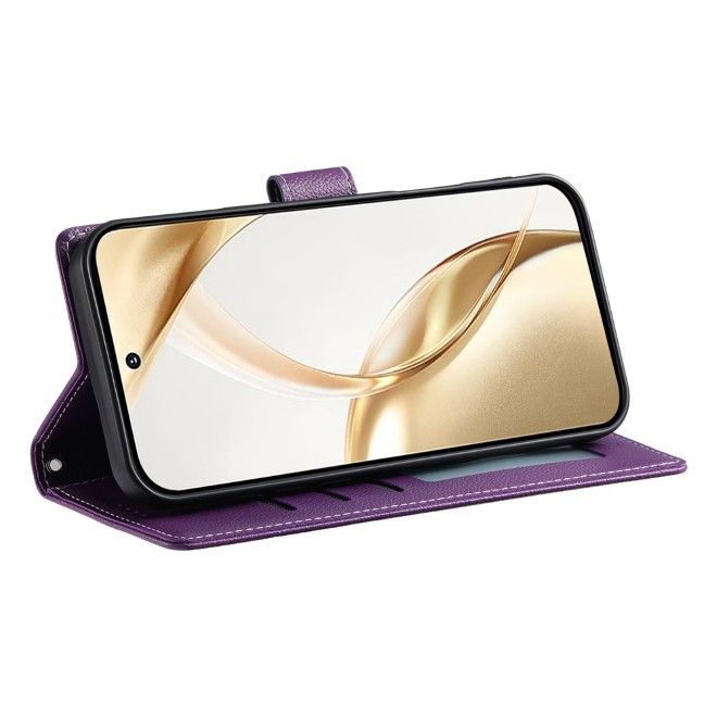 Samsung Galaxy S26 Ultra Handy Hülle - Litchi Leder Bookcover Series - purpur