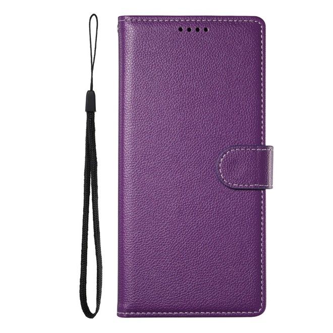 Samsung Galaxy S26 Ultra Handy Hülle - Litchi Leder Bookcover Series - purpur