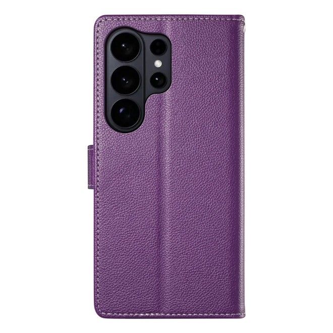 Samsung Galaxy S26 Ultra Handy Hülle - Litchi Leder Bookcover Series - purpur