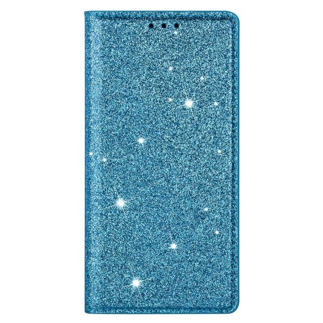 Samsung Galaxy S26 Ultra Hülle - Glitzerndes Leder Bookcover - Glitter Sequins Stand Series - blau