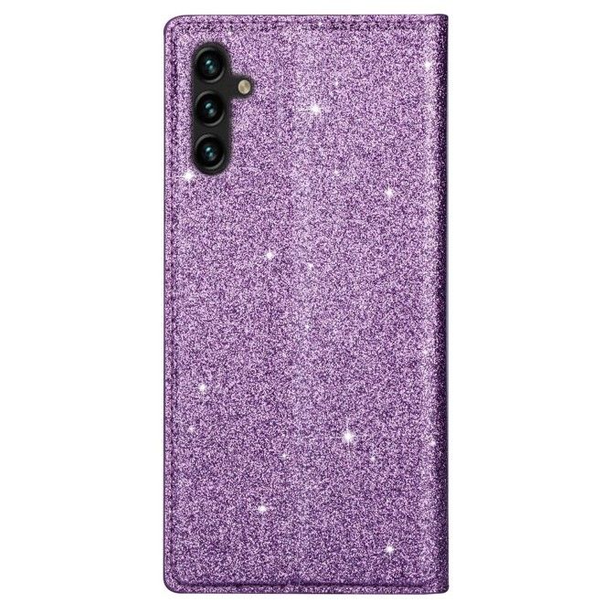 Samsung Galaxy S26 Hülle - Glitzerndes Leder Bookcover - Glitter Sequins Stand Series - purpur