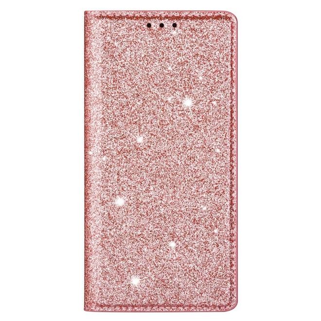 Samsung Galaxy S26 Hülle - Glitzerndes Leder Bookcover - Glitter Sequins Stand Series - rosegold