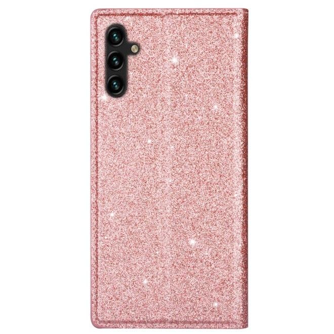 Samsung Galaxy S26 Hülle - Glitzerndes Leder Bookcover - Glitter Sequins Stand Series - rosegold