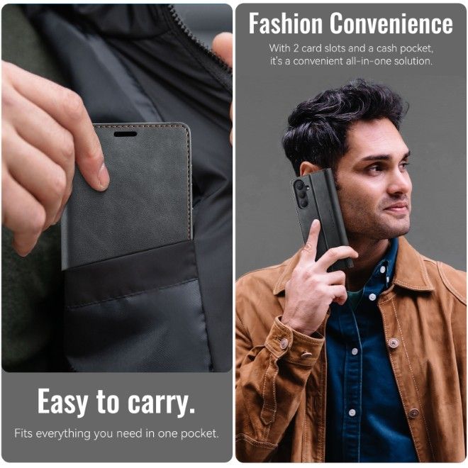 Caseme - Samsung Galaxy S26+ Hülle - Secure Series Bookcover - mit RFID Kartenschutz - schwarz