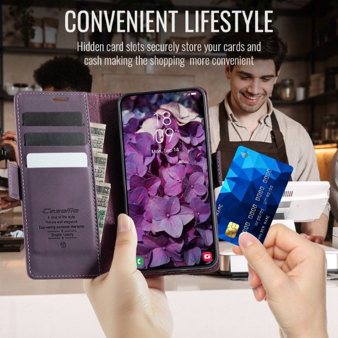Caseme - Samsung Galaxy S26 Ultra Hülle - Secure Series Bookcover - mit RFID Kartenschutz - purpur