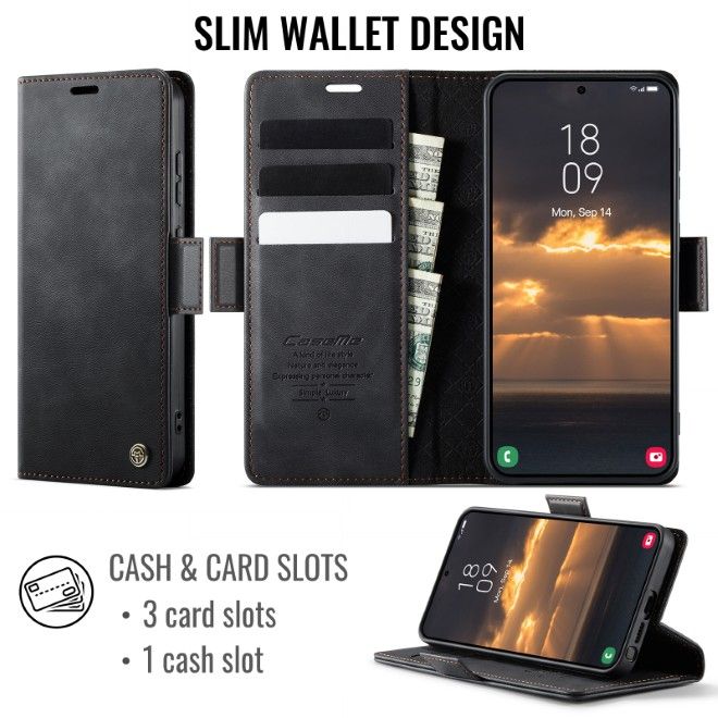 Caseme - Samsung Galaxy S26 Ultra Hülle - Secure Series Bookcover - mit RFID Kartenschutz - schwarz