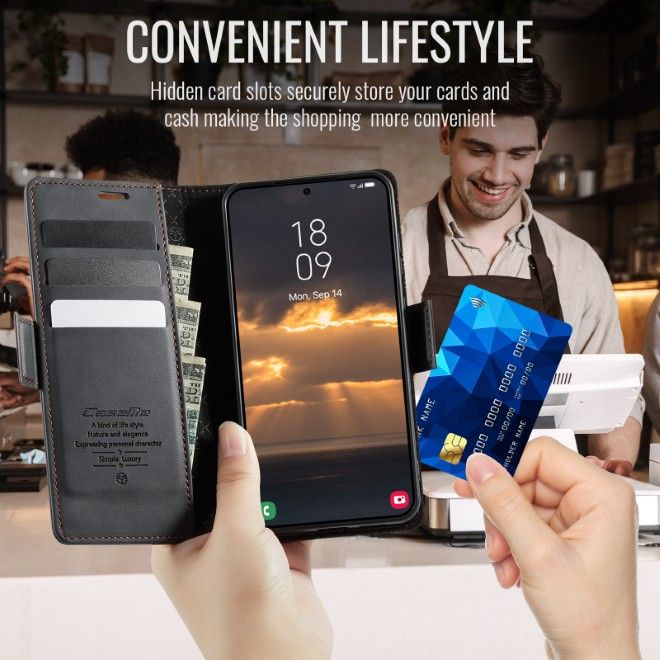Caseme - Samsung Galaxy S26 Ultra Hülle - Secure Series Bookcover - mit RFID Kartenschutz - schwarz