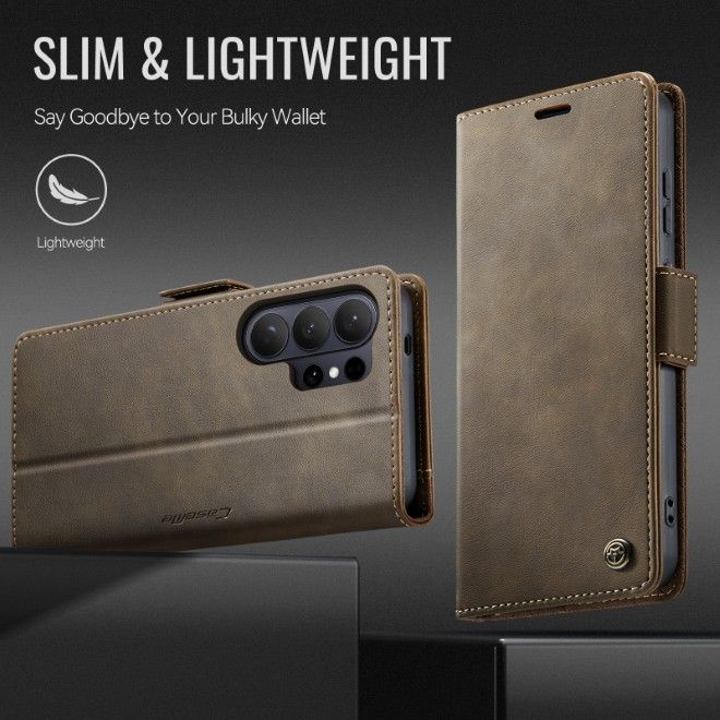 Caseme - Samsung Galaxy S26 Ultra Case - Secure Series Bookcover - with RFID card protection - coffee color